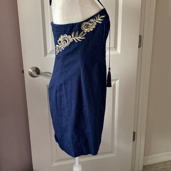 Lilly Pulitzer Demi Convertible Dress Navy & Gold Size 6 - Picture 7 of 16